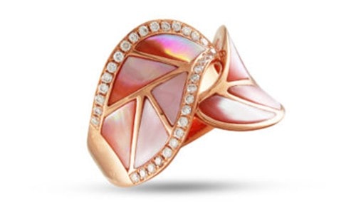 Pearl and pink gold fashion ring by Frederic Sage.